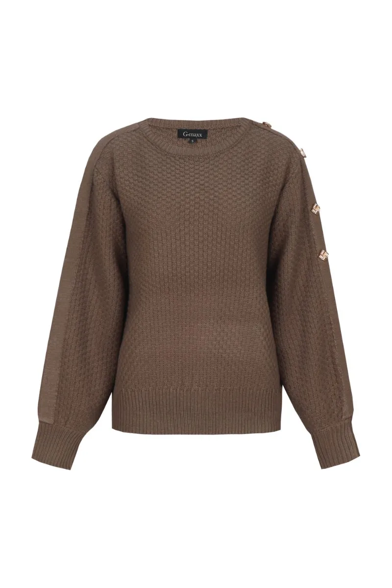 G-maxx Teagan Knitting Sweater Dark Earth, gebreide trui in Dark Earth-kleur